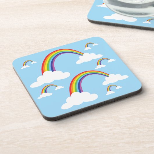 Regenboog en wolken in een heldere hemel, set van  bier onderzetter (Linkerzijde)