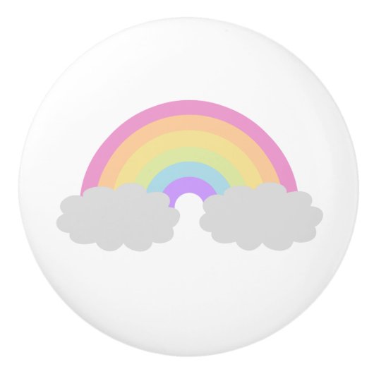 Regenboog en wolken keramische knop (Voorkant)