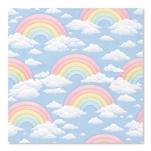 Regenboog en Wolken Kinderkamer Behang (Voorkant)