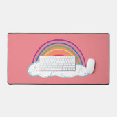 Regenboog en wolken met jouw naam bureaumat (Keyboard & Muis)
