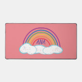Regenboog en wolken met jouw naam bureaumat (Voorkant)