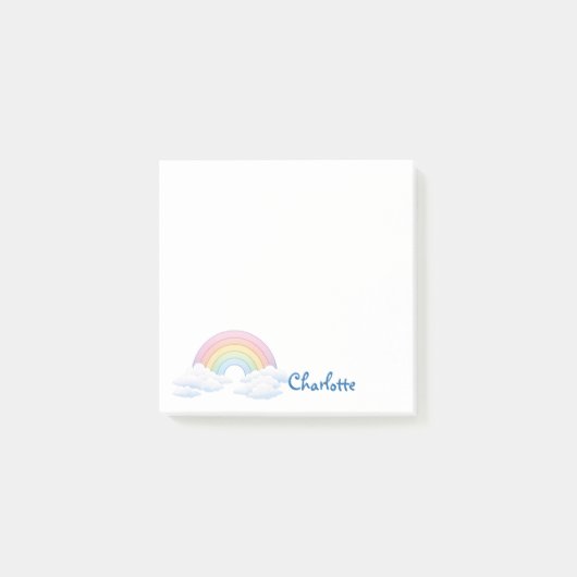 Regenboog en wolken met jouw naam post-it® notes (Voorkant)