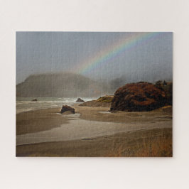 Regenboog en wolken op de rivier de Oregon Legpuzzel