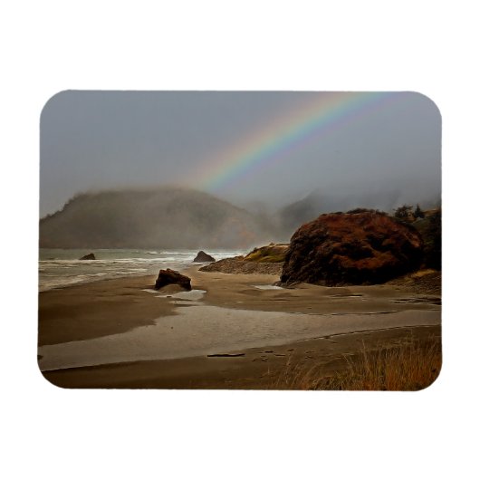 Regenboog en wolken op de rivier de Oregon Magneet (Horizontaal)