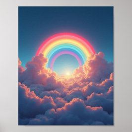 Regenboog en wolken poster