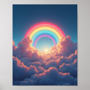 Regenboog en wolken poster