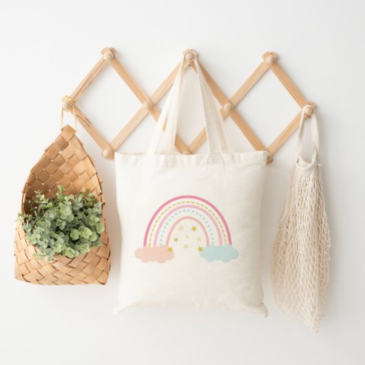 Regenboog en wolken tote bag