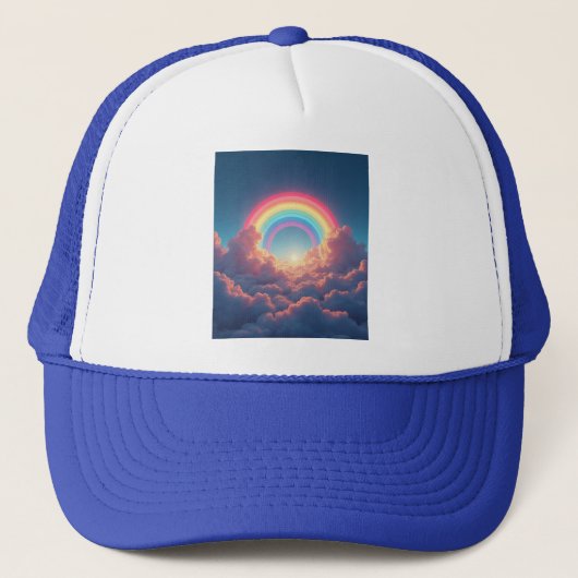 Regenboog en wolken trucker pet (Voorkant)