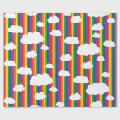 Regenboog en wolken verhelpen 1e verjaardag cadeaupapier (Vlak)