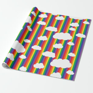 Regenboog en wolken verhelpen 1e verjaardag cadeaupapier