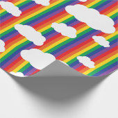 Regenboog en wolken verhelpen 1e verjaardag cadeaupapier (Hoek)