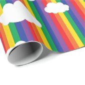 Regenboog en wolken verhelpen 1e verjaardag cadeaupapier (Rol Hoek)