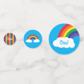 Regenboog en wolken verhelpen 1e verjaardag confetti (Achterkanten)