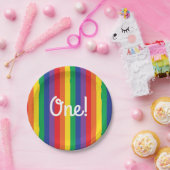 Regenboog en wolken verhelpen 1e verjaardag papieren bordje (Feest)