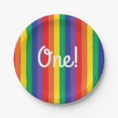 Regenboog en wolken verhelpen 1e verjaardag papieren bordje (Voorkant)