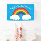 Regenboog en wolken verhelpen 1e verjaardag spandoek (Insitu)