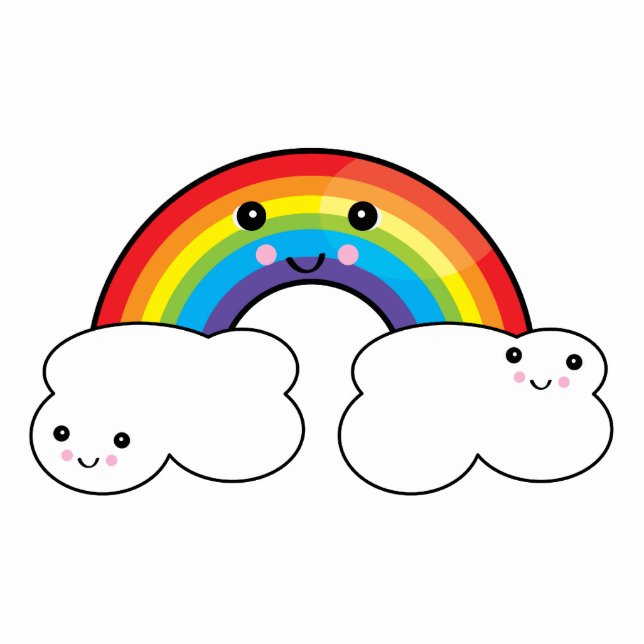 regenboog en wolkenspoelen staand fotobeeldje  (Voorkant)