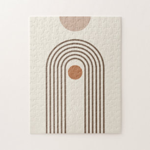 Regenboog en Zon, Boho Abstracte Geometrische Kuns Legpuzzel