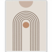 Regenboog en Zon, Boho Abstracte Geometrische Kuns Sticker (Voorkant)