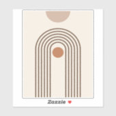 Regenboog en Zon, Boho Abstracte Geometrische Kuns Sticker (Vel)
