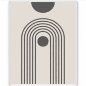 Regenboog en Zon, Boho Abstracte Geometrische Kuns Sticker (Voorkant)