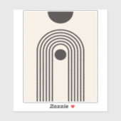 Regenboog en Zon, Boho Abstracte Geometrische Kuns Sticker (Vel)