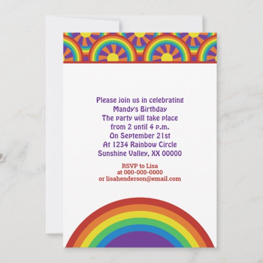 Regenboog- en zon grafisch patroon in stijl van de kaart (Voorkant)