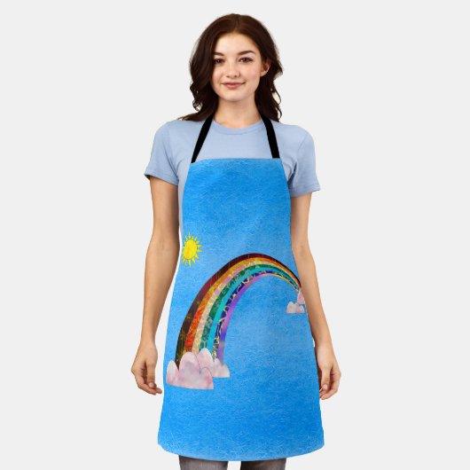 Regenboog en zon schort (Gedragen)