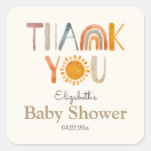 Regenboog en zonneschijn Dank u Baby shower Vierkante Sticker (Voorkant)