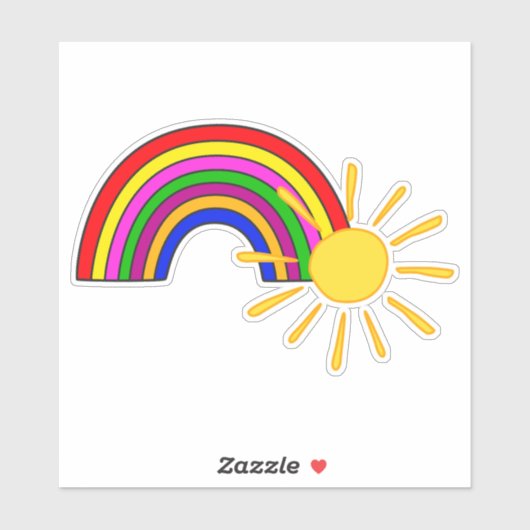Regenboog en zonneschijncontour sticker (Vel)