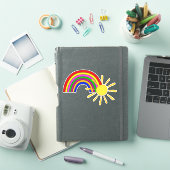 Regenboog en zonneschijncontour sticker (iPad Cover)
