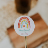 Regenboog en zonneschijndag ronde sticker