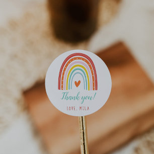 Regenboog en zonneschijndag ronde sticker