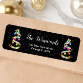 Regenboog en zwarte kerstversiering etiket