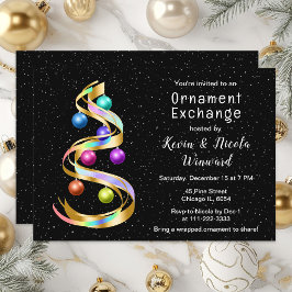 Regenboog en zwarte kerstversiering kaart