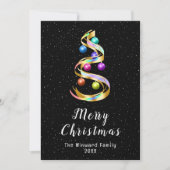 Regenboog en Zwarte Kerstversiering Vrolijk Kerstf Feestdagenkaart (Voorkant)