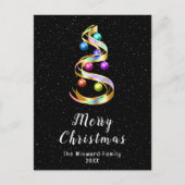 Regenboog en zwarte Ornamenten Kerst Feestdagenkaart (Voorkant)