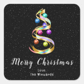 Regenboog en zwarte Ornamenten Kerst Vierkante Sticker (Voorkant)