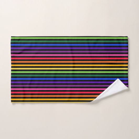 Regenboog en zwarte strepen bad handdoek (Handdoek)