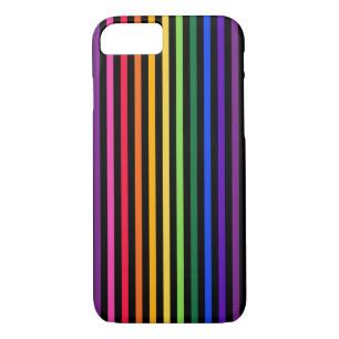 Regenboog en zwarte strepen 	iPhone 8/7 hoesje