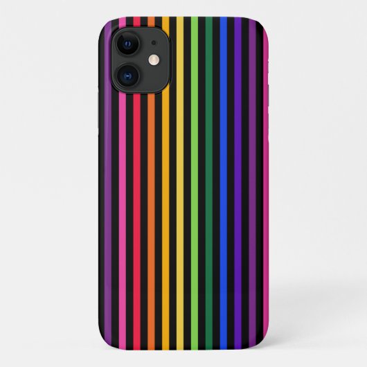 Regenboog en zwarte strepen Case-Mate iPhone case (Achterkant)