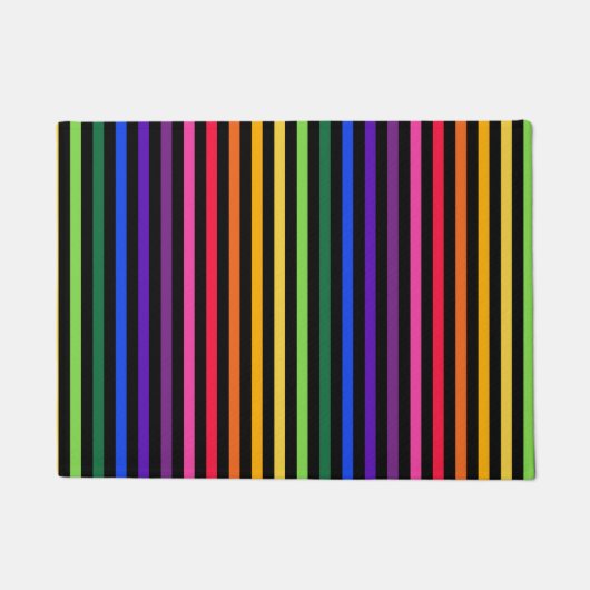 Regenboog en zwarte strepen deurmat (Voorkant)