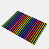 Regenboog en zwarte strepen deurmat (Schuin)