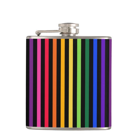 Regenboog en zwarte strepen heupfles (Voorkant)