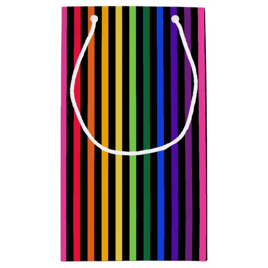 Regenboog en zwarte strepen klein cadeauzakje (Achterkant)