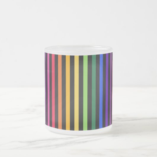 Regenboog en zwarte strepen matglas koffiemok (Center)