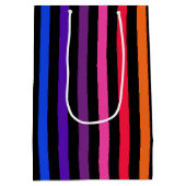 Regenboog en zwarte strepen medium cadeauzakje (Achterkant)