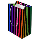Regenboog en zwarte strepen medium cadeauzakje (Achterkant Gekanteld)