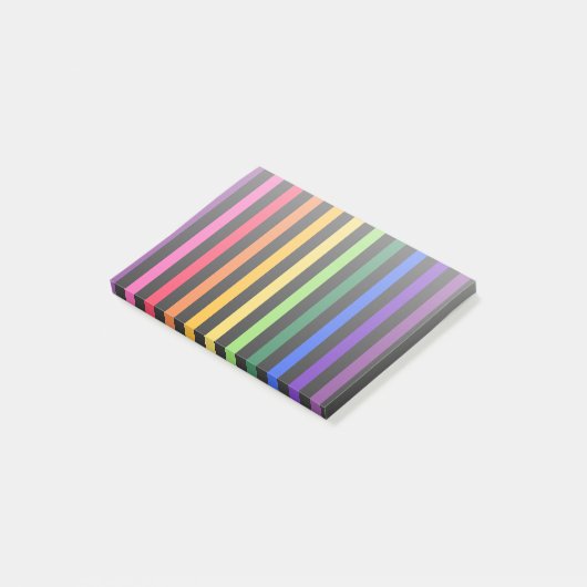 Regenboog en zwarte strepen post-it® notes (Schuin)