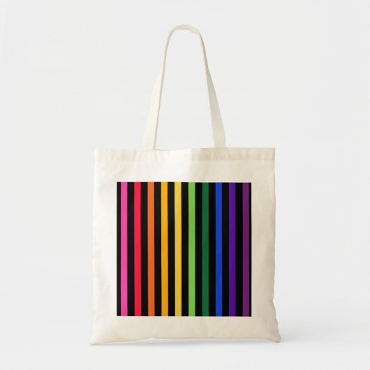 Regenboog en zwarte strepen tote bag (Voorkant)